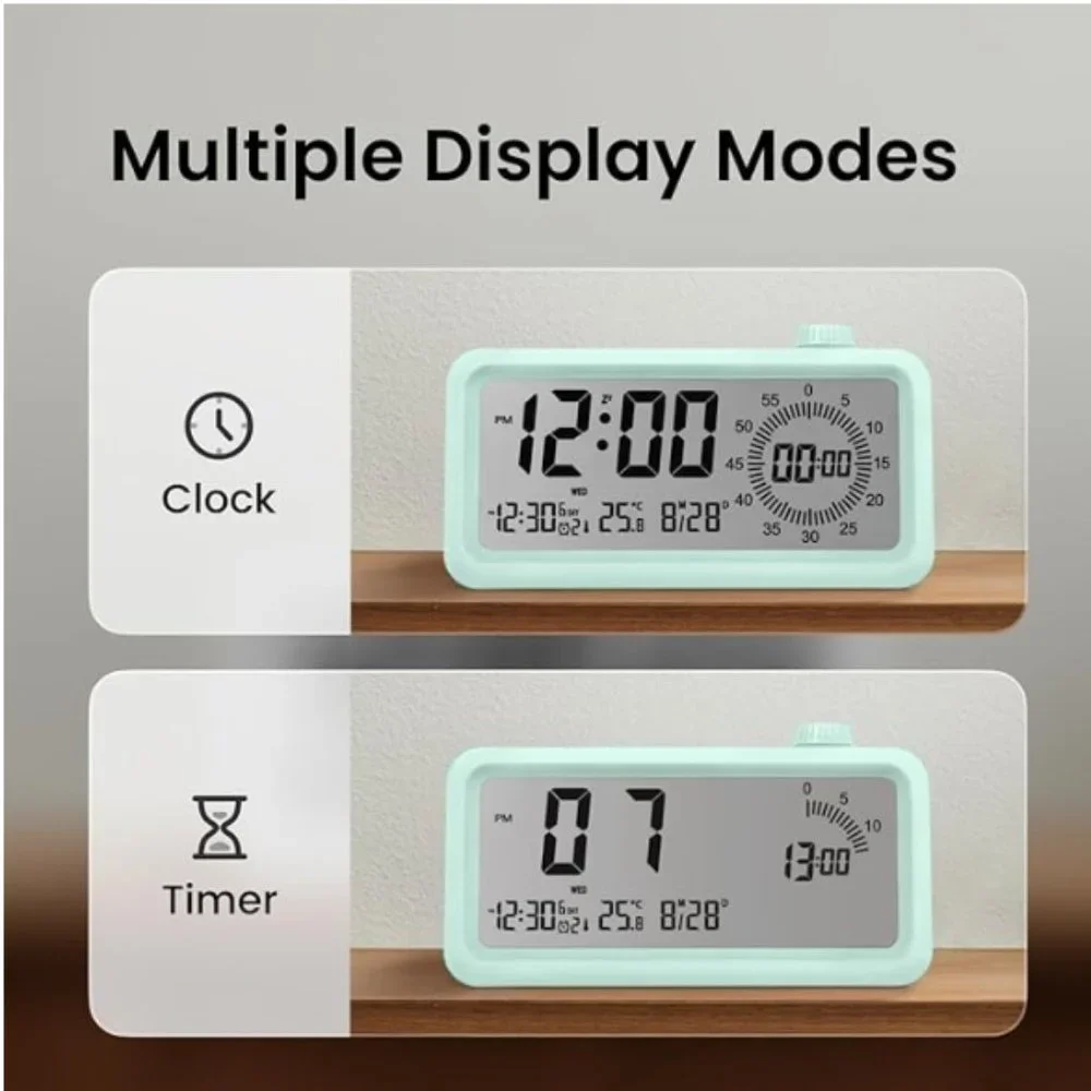All-in-One Multifunctional Digital Alarm Clock -Time Manager Clock - LED Display